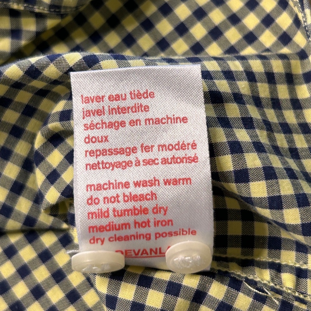 Vtg‎ Lacoste Shirt Mens 42 Yellow Blue Gingham Check Long Sleeve Cotton Preppy - Picture 6 of 9